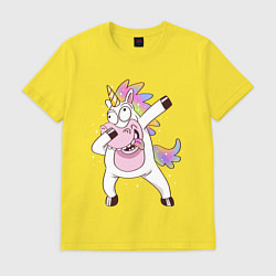 Футболка хлопковая мужская Dabbing Unicorn, цвет: желтый