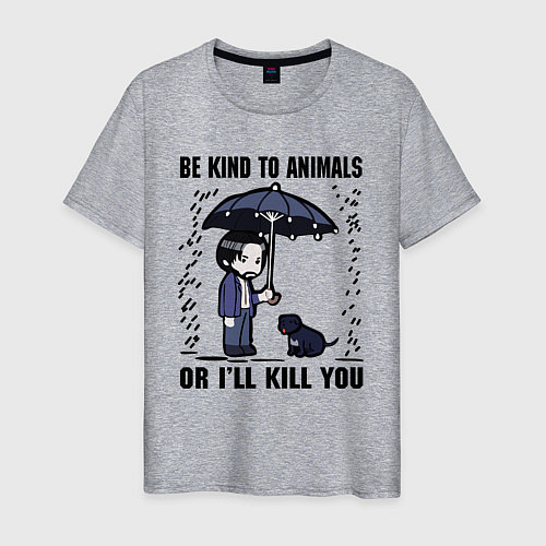 Мужская футболка Be kind to animals or I'll kil / Меланж – фото 1