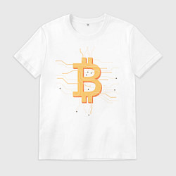 Футболка хлопковая мужская Биткоин, цвет: белый