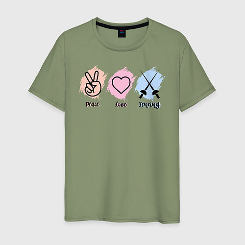 Мужская футболка Peace, love, fencing / Авокадо – фото 1