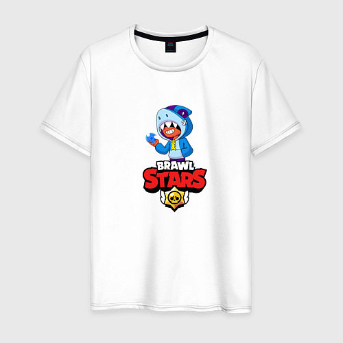 Мужская футболка BRAWL STARSЛЕОН АКУЛА / Белый – фото 1