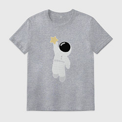 Футболка хлопковая мужская Космонавт и звезда, цвет: меланж