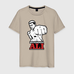 Футболка хлопковая мужская Muhammad Ali, цвет: миндальный