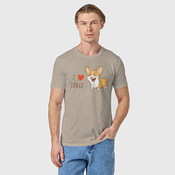 Футболка хлопковая мужская I LOVE CORGI, цвет: миндальный — фото 2