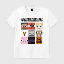Футболка хлопковая мужская MINECRAFT, цвет: белый