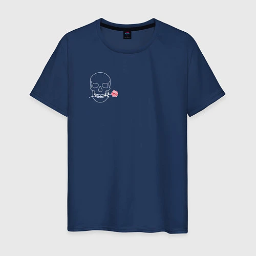 Мужская футболка Череп с розой / Тёмно-синий – фото 1