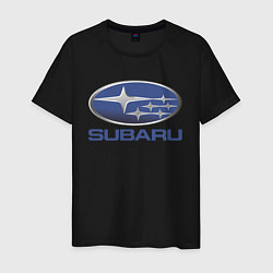 Футболка хлопковая мужская SUBARU, цвет: черный