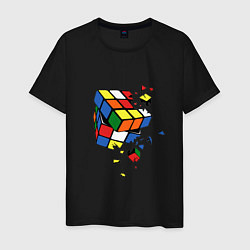Футболка хлопковая мужская Кубик Рубика, цвет: черный
