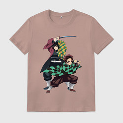 Футболка хлопковая мужская KIMETSU NO YAIBA, цвет: пыльно-розовый
