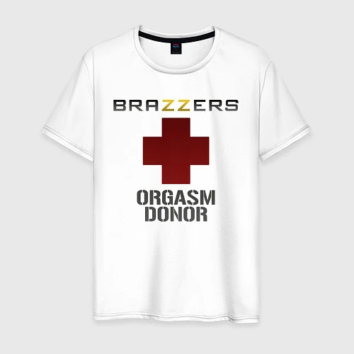 Мужская футболка Brazzers orgasm donor / Белый – фото 1