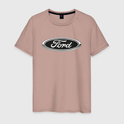Футболка хлопковая мужская Ford, цвет: пыльно-розовый