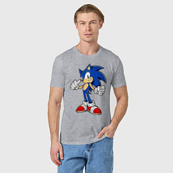 Футболка хлопковая мужская Sonic, цвет: меланж — фото 2