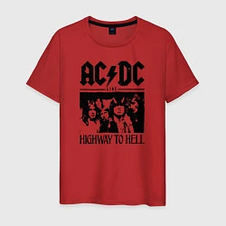 Футболка хлопковая мужская ACDC highway to hell, цвет: красный