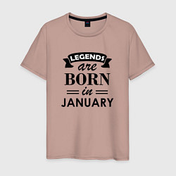 Футболка хлопковая мужская Legends are born in january, цвет: пыльно-розовый