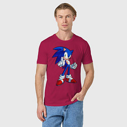 Футболка хлопковая мужская SONIC, цвет: маджента — фото 2