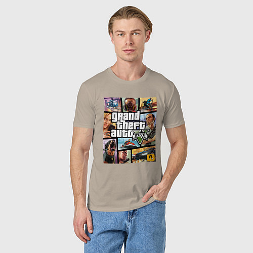Мужская футболка GTA5 / Миндальный – фото 3