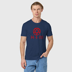 Футболка хлопковая мужская HIM LOGO RED, цвет: тёмно-синий — фото 2