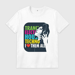 Футболка хлопковая мужская Электронная музыка, цвет: белый