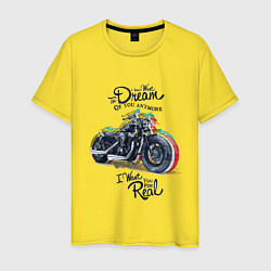 Футболка хлопковая мужская Мотоцикл, цвет: желтый