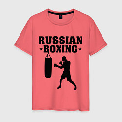 Футболка хлопковая мужская Russian Boxing, цвет: коралловый