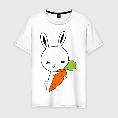 Мужская футболка Зайчик с морковкой / Белый – фото 1