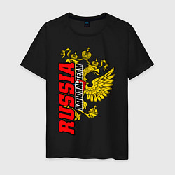 Футболка хлопковая мужская RUSSIA national team, цвет: черный