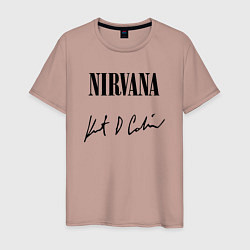 Футболка хлопковая мужская NIRVANA АВТОГРАФ КУРТА КОБЕЙНА, цвет: пыльно-розовый