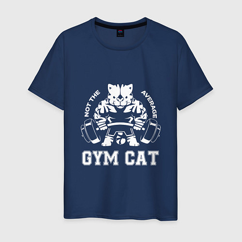 Мужская футболка GYM Cat / Тёмно-синий – фото 1