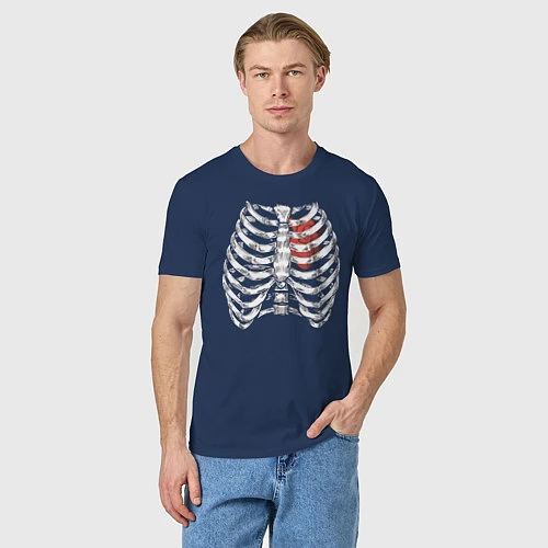 Мужская футболка Skeleton / Тёмно-синий – фото 3