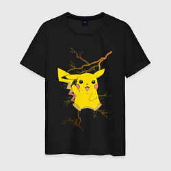 Футболка хлопковая мужская Pikachu, цвет: черный