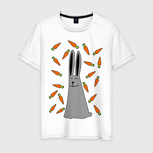 Мужская футболка Кролик в морковке / Белый – фото 1