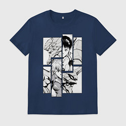 Футболка хлопковая мужская Аска и Синдзи, Евангелион, цвет: тёмно-синий