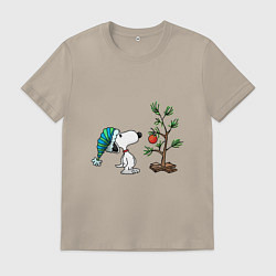 Мужская футболка Снупи и ёлка