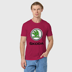 Футболка хлопковая мужская SKODA, цвет: маджента — фото 2