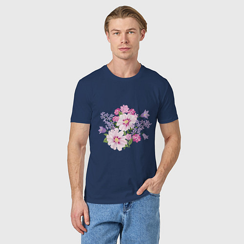Мужская футболка Полевые цветы / Тёмно-синий – фото 3
