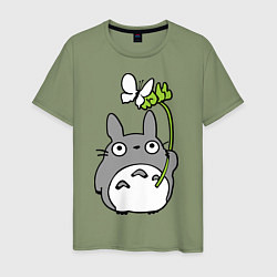 Футболка хлопковая мужская Totoro и бабочка, цвет: авокадо