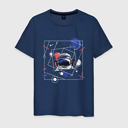 Футболка хлопковая мужская Астронавт во вселенной, цвет: тёмно-синий