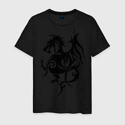 Футболка хлопковая мужская Геральдический дракон, цвет: черный