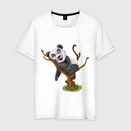 Мужская футболка Смешная панда / Белый – фото 1