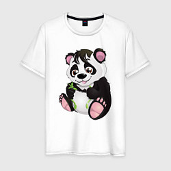 Футболка хлопковая мужская Панденыш Panda, цвет: белый