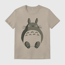 Футболка хлопковая мужская Тоторо с прозрачным пузиком, цвет: миндальный
