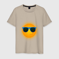 Футболка хлопковая мужская Солнышко в очках, цвет: миндальный