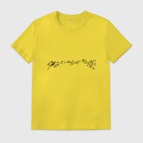 Мужская футболка Одуванчик скрипичный ключ ноты / Желтый – фото 1