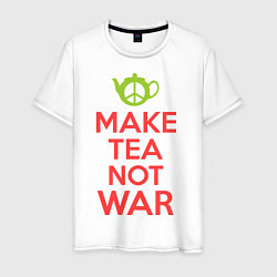 Футболка хлопковая мужская Make tea not war, цвет: белый