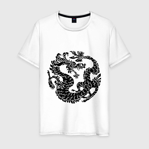 Мужская футболка Китайский древний дракон / Белый – фото 1