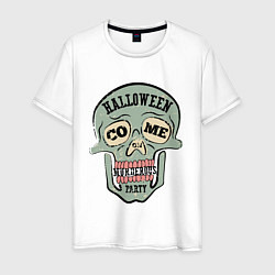 Футболка хлопковая мужская Halloween Skull Retro, цвет: белый