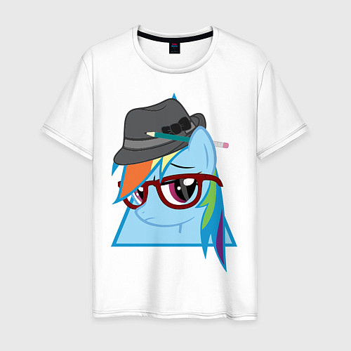 Мужская футболка Rainbow Dash hipster / Белый – фото 1