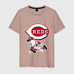 Футболка хлопковая мужская Cincinnati reds - baseball team - talisman, цвет: пыльно-розовый