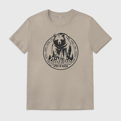 Футболка хлопковая мужская Сибирь Дух России, цвет: миндальный