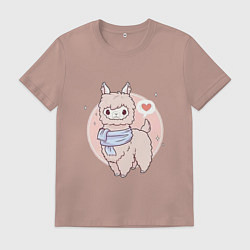 Футболка хлопковая мужская Милая лама, цвет: пыльно-розовый